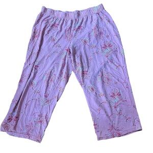Floral Pink Pajama Capri Pants